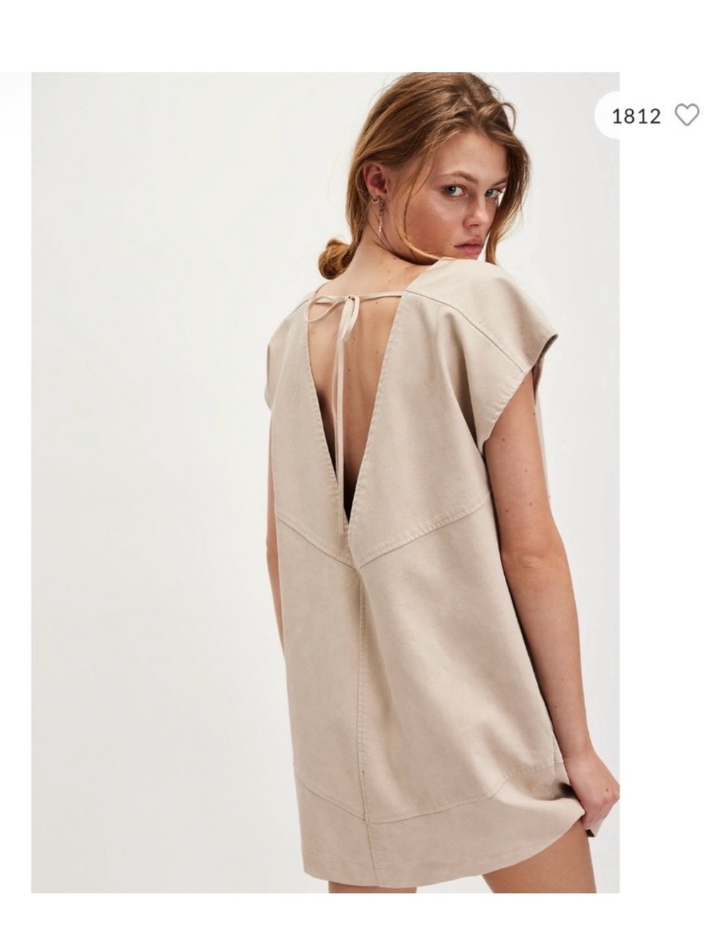 NWT Free People Sawyer Faux Leather Mini Dress Oat Milk Size Medium